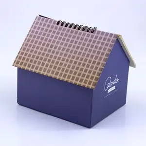 Atacado Logotipo Personalizado Caixas de Embalagem Rígida De Armazenamento De Escritório de Luxo Pequeno Calendário Caixa de Presente Da Forma Da Casa