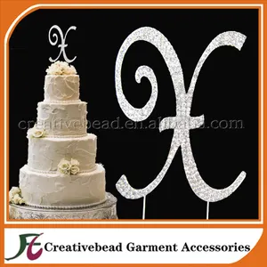 Nuevos productos 120mm Chispa letra x rhinestone crystal cake topper/Rhiestone boda carta cake toppers