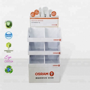 CMJN Offset Logo Impression Debout Libre Carton Présentoir Papier POS Support De Sol Au Détail Pour LED Éclairage Ampoule Lampe <span class=keywords><strong>Magasin</strong></span> - Product Image 2