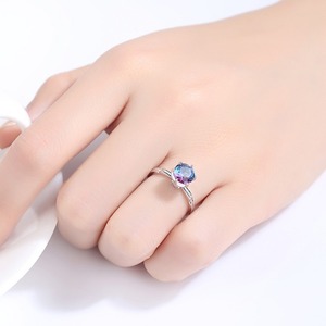 Anello CZCITY in Argento 925 con <span class=keywords><strong>Topazio</strong></span> <span class=keywords><strong>Mistico</strong></span> a 6 Punte, Gemma Arcobaleno Viola per Ragazze - Product Image 3
