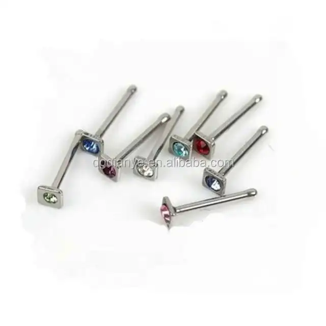 Crystal Nose Pin Body Jewelry Square Nose Studs