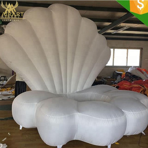 Decoración de Escenario con Conchas Marinas Blancas Grandes, Globo Inflable con Forma de Concha de <span class=keywords><strong>Almeja</strong></span> con Luces LED - Product Image 1