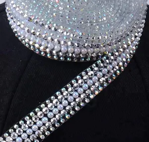 XINMILLIE水钻珍珠ab水晶热固定水钻绑带装饰15毫米宽度由卷