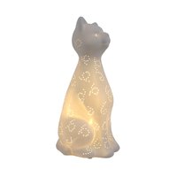 Céramique cat2 En Porcelaine Blanche En Forme D'animal Lampe de Table, Kitty Cat2