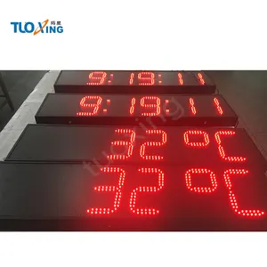 Temporizador digital esportivo com tela de led, 8 polegadas, 6 dígitos e exibição de temperatura