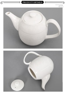 8,25 pulgadas 750ml círculo patrón blanco té de porcelana para restaurante - Product Image 4