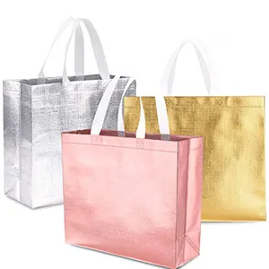 Durable Reusable Shopping Bag Silver Fashionable Present Paper Shopping Bag with PP Handle Promotional Nautiloop Bag Shopping