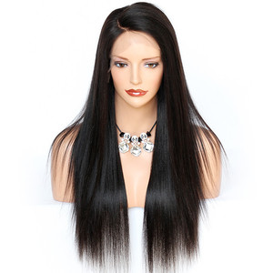 Großhandel jungfräuliche brasilia nische Menschenhaar entspannt Yaki gerade C Teil volle Spitze Perücke Verkäufer - Product Image 3