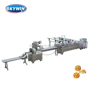 New Advanced automatic high speed two lane Cream Biscuit Sandwich Machine With flow Packing Machine