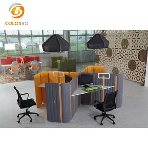 Customized Manufacturer High Density Polyester Panel Screen 4 Person Office Workstation Partition