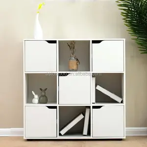 Unidade organizadora de armazenamento multi compartimentos, unidade do cubo do armário com 5 portas do armário (branco 3 x3)