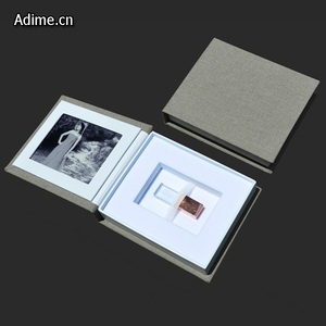 Boîte cadeau pour emballage de clé USB photo en tissu de lin pour mariage - Product Image 2