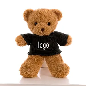 promotional customized small teddy bear dressed custom logo teddy bear plush toy brand hoodie custom teddy bear logo