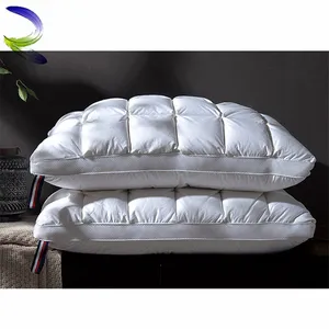 Almohada de relleno de microfibra de poliéster suave para hotel, cojín de algodón lavable, almohada de poliéster blanco de 5 estrellas, venta al por mayor