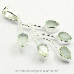 Colgante de piedras preciosas de Prehnita genuina de Plata de Ley 925 sólida de alta calidad, colgantes y dijes de joyería fina - Product Image 2