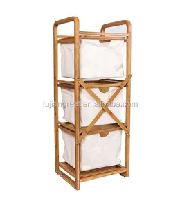 Giặt Các Loại Tự Nhiên 3 Tier Khoang Tre Home Giặt Hamper Với Thiết Kế Có Thể Tháo Rời