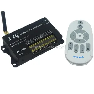 MOQ 500ワイヤレスマルチチャンネル調光器、2.4gリモコン付き4チャンネルPWM調光器、各チャンネル個別調光、12V/24V