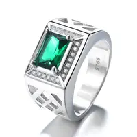 Europäische und amerikanische Mode Charme 925 Silber Herren ringe Großhandel Green Jade Diamond Ring Man Schmuck