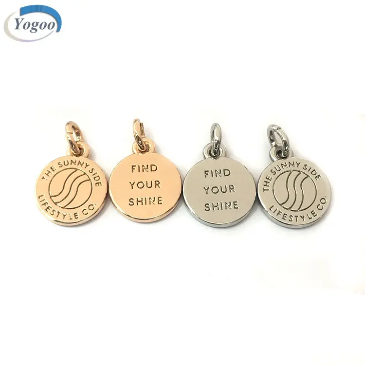 Personalized Silver Gold Logo Engraved Custom Metal Charm for Jewelry Making