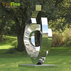 304 moderno <span class=keywords><strong>Giardino</strong></span> esterno In Acciaio Inox A Specchio Cerchio Astratto Scultura - Product Image 2