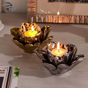 Di festa della decorazione della casa bella forma di fiore di loto fatti a mano in <span class=keywords><strong>ceramica</strong></span> supporto di candela - Product Image 3