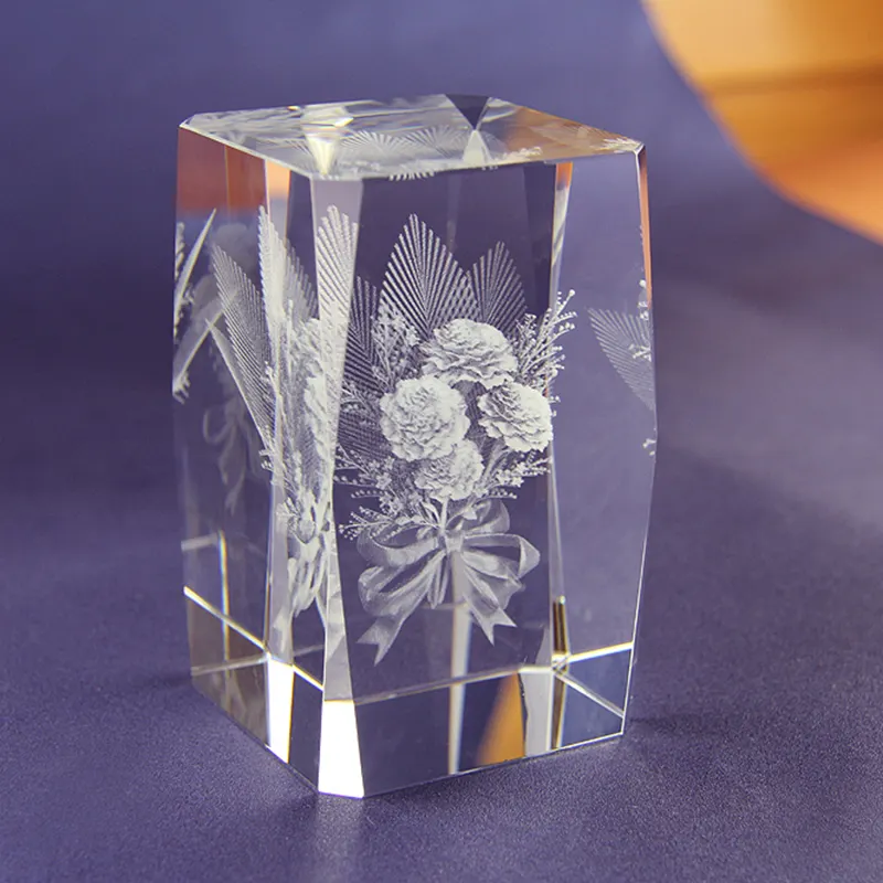 Hot Selling Christmas Gifts Souvenirs Crystal Block 3d Blank Laser Crystal Engraving, Glass Blank Cube Crystal Laser Engraving