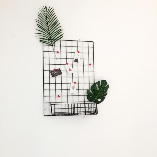 Ins Hot Sales Decorative Metal Wire Grid Panel Wall Decor Photo Wall Art Display Organizer Shelf Holder