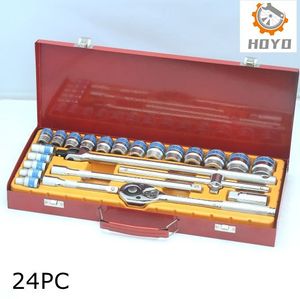 Bộ Ổ Cắm 1/2 Inch 24Pc Chuyên Nghiệp, Dụng Cụ Cầm Tay Sửa Chữa Ô Tô Hộp Kim Loại Màu Đỏ Đức Có Tay Cầm Speeder - Product Image 3