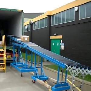 Gravity truck loading conveyor Flexible Expandable Unloading Full Automatic Roller Conveyor From Container