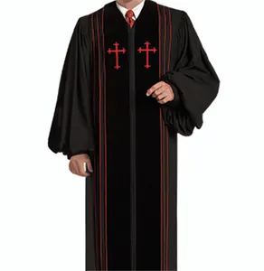 Haute qualité église chaire évêque clergé chœur Robes avec croix latine église uniforme personnalisé chorale robe