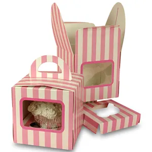 Cartón personalizado pastel blanco con ventana caja de embalaje 4 agujeros y 6 agujeros caja para hornear cupcakes cajas para cupcakes 12 agujeros
