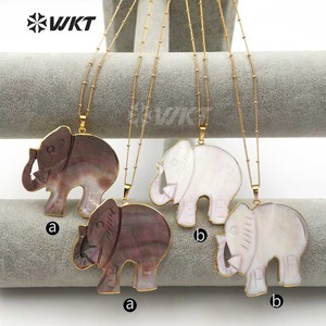 WT-JN029 Trendy Design Lucky <strong>Elephant</strong> Shape Pendant <strong>Necklace</strong> Natural Black Shell and White Shell Pendant <strong>Necklace</strong> - Product Image 4