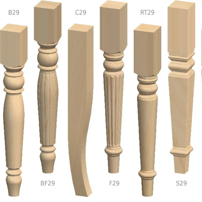 Pieds de table de ferme épais, base de table en bois non fini, pieds de table tourné, épais