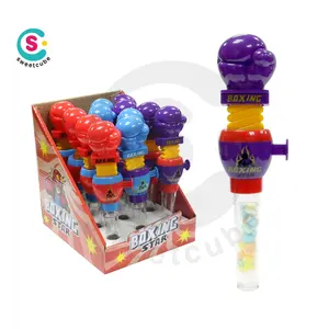Sweetcube Teleskopik boks şeker oyuncak plastik oyuncak yumruk basın şeker ile