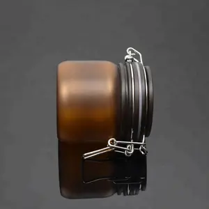 250ml 8oz frosted multicolor cookie jar plastic pet material clip top lid jar amber color from China supplier