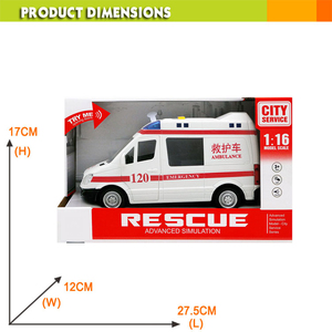 <span class=keywords><strong>Ambulance</strong></span> <span class=keywords><strong>jouet</strong></span> professionnelle à friction à l'échelle 1:16 avec lumières d'urgence réalistes, sirène et musique pour enfants - Product Image 3