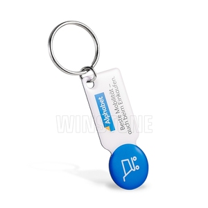 Supermarket Souvenir Environmentally Friendly Stainless Steel Keychain Token Printed Shopping <strong>Trolley</strong> <strong>Coin</strong> Brushed Finish Silk - Product Image 1