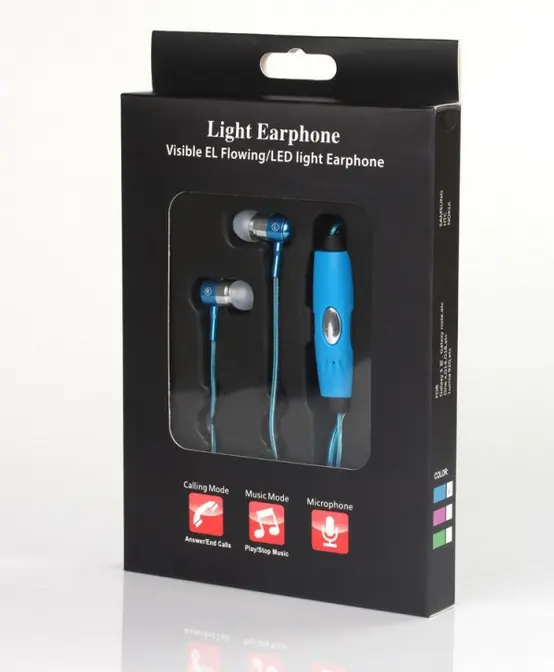 Populer hot sale micro lubang suara earphone headphone glowing led cahaya