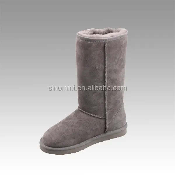 Gris laine de mouton grand hiver femmes bottes en europe et en russie