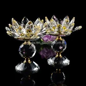 Luxury Crystal Clear Color Lotus Flower Shape Tealight Votive Crystal Glass Candle Holder For Home Centerpieces
