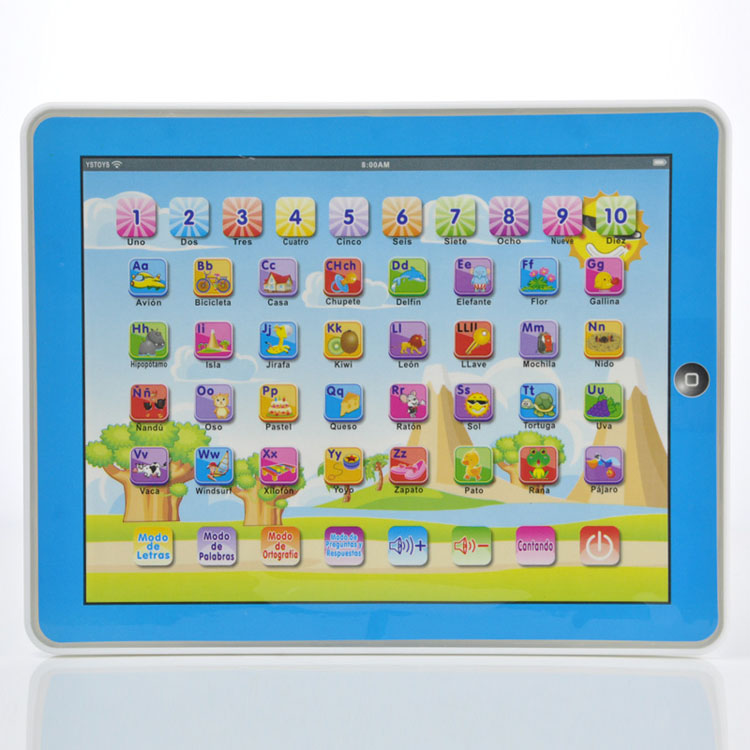 kids mini plastic Intellective Spanish learning computer toy
