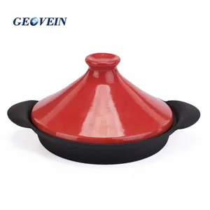 Cast iron cooking tagine Moroccan pot with ceramic lid