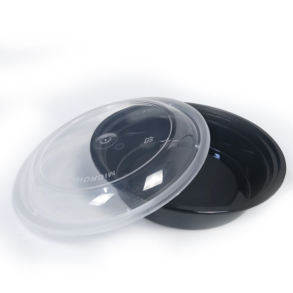 680ml/24oz круглые одноразовые ясный пластичный ресторана пищевой упаковки контейнер для хранения черного цвета от боли в спине
