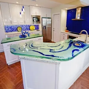 Decorative Cast Glass Table Top Cabinet For Kitchen