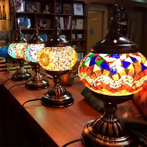 Mosaic Lamp Tokin-lighting Turkish LED Table Lamps TC1M01 Handmade Mosaic Art Glass Electric Small Blue AC European 24 Vulkano Lamp Big