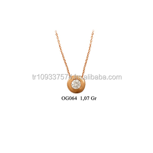 Collier à breloques One Solitaire en or massif 14K Bijoux fins pour femmes fabriqués en Turquie - Product Image 1