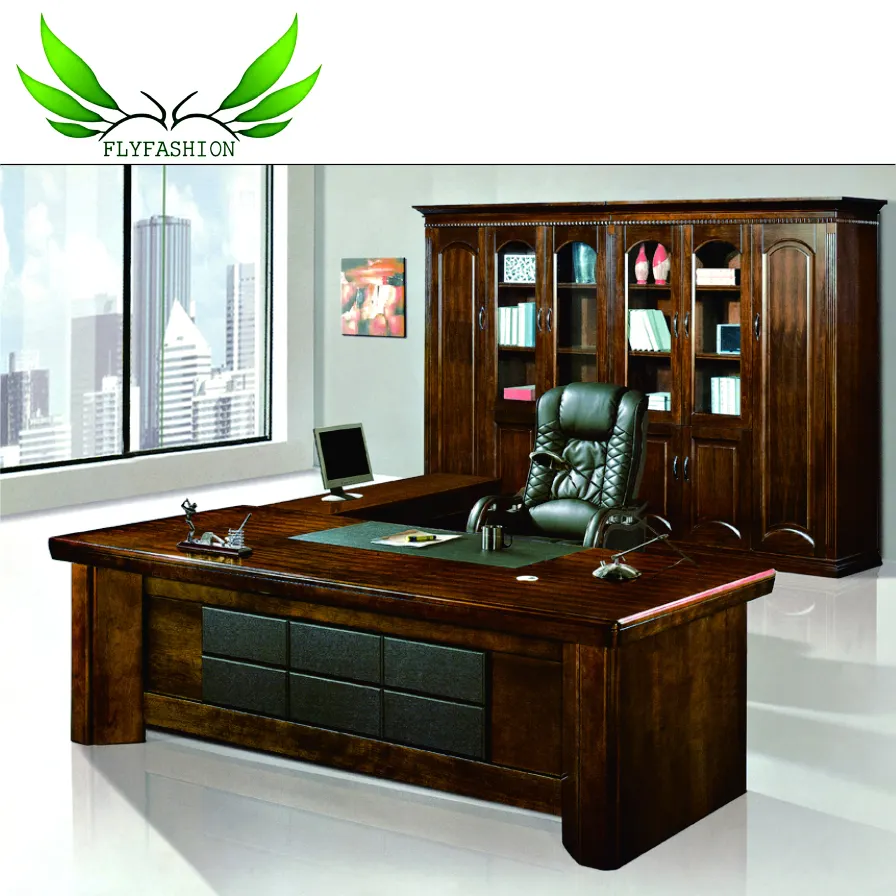 Luxe Design Kantoormeubilair Antiek Vintage Houten Bureau Executive Tafel Manager Baas Tafel