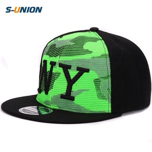 Casquette camouflage pour hommes et femmes, filet vert fluorescent, casquette baseball, 3D NY hip hop, billet plat - Product Image 3