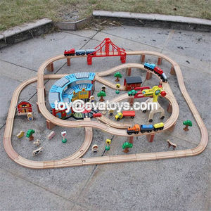 Nouveau le plus chaud éducatifs 70 pcs ferroviaire jouet en bois train ensembles pour enfants W04C073 - Product Image 6