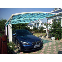 Double carport/garage en aluminium, acier inoxydable, avec toit en polycarbonate
